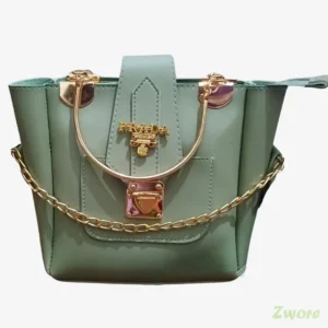 Elegant Olive Green Colour Shoulder Bag with Gold Chain Detailing