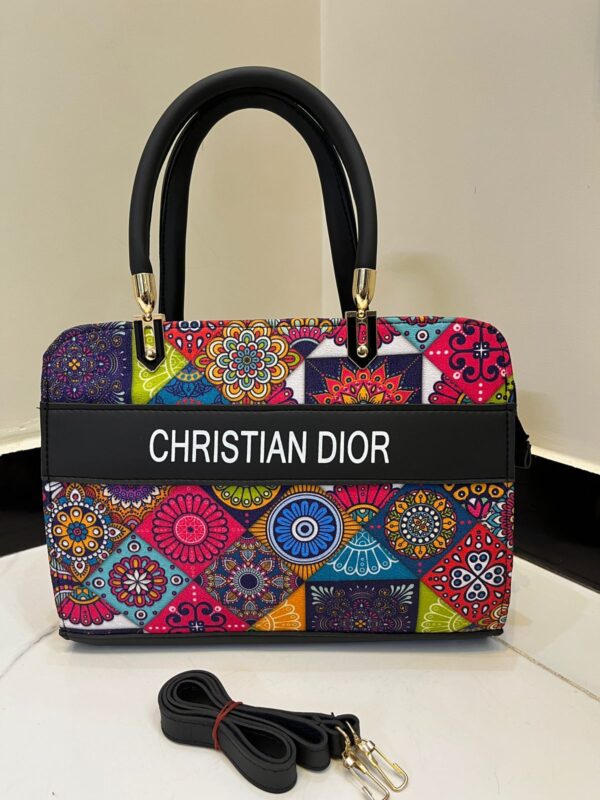 Christian Dior-inspired houndstooth handbag front view