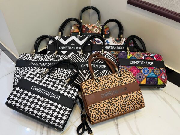 Christian Dior-inspired houndstooth handbag front view